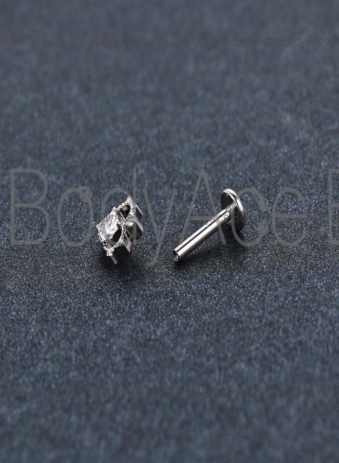 BodyAce F136 Titanium Body Piercing Studs, 16G Flat Back Cartilage Earring Studs with Piercing Taper, Internally Threaded Labret Lip Ring Conch Tragus Stud [Hollow Heart With Zircon] - Image 5